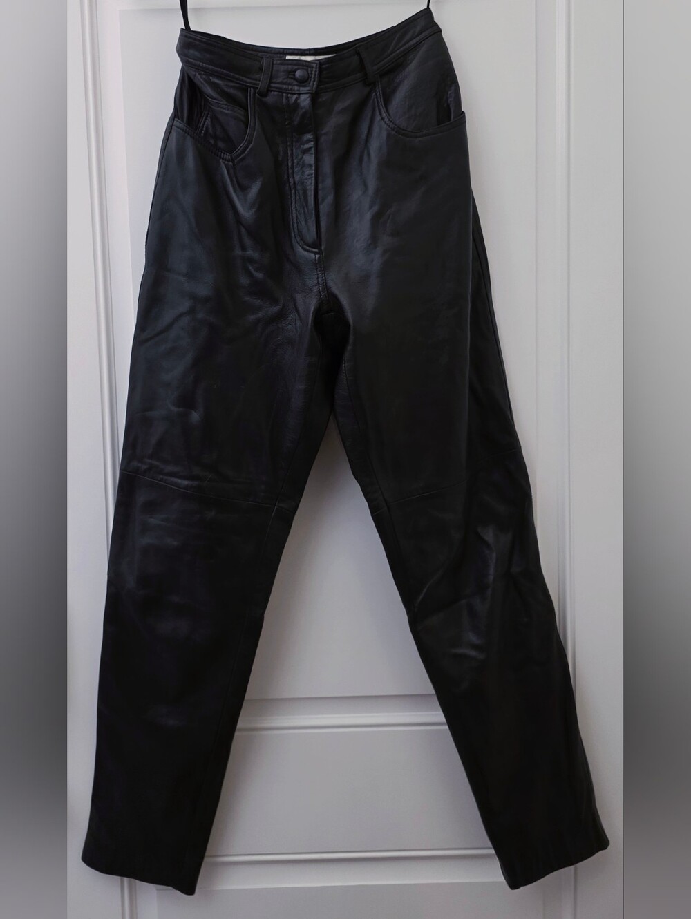 π£ Vintage Rare 90s Black π€ Lambskin Leather ποΈ Bikercore Pants πSize 6 - Picture 11 of 16